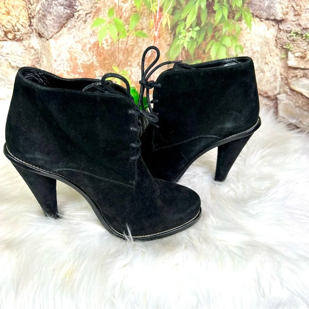 OPENING CEREMONY Quiet Luxury Black Suede Lace-Up Ankle Boots, 36